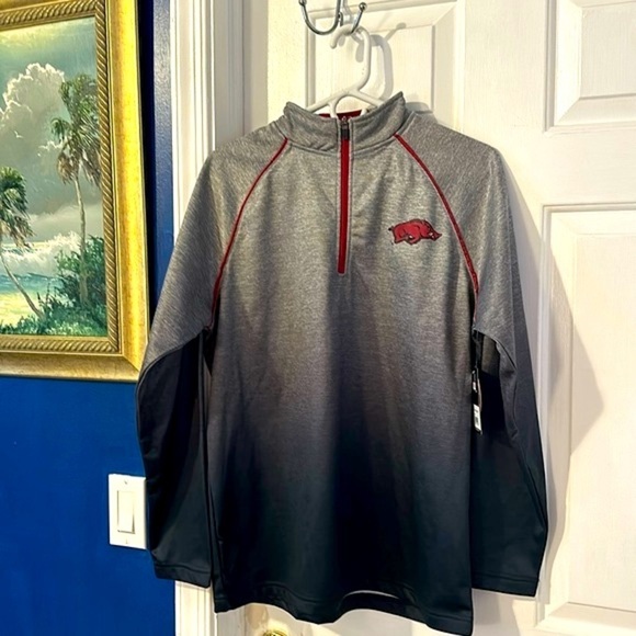 NWT Colosseum Arkansas Razorbacks Heathered Gray Quarter-Zip Pullover Jacket - Picture 1 of 8